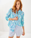 Lilly Pulitzer Women's Sea View Linen Button Down Top - Jacaranda Blue Simply The Zest