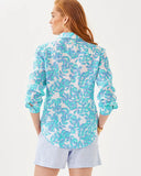 Lilly Pulitzer Women's Sea View Linen Button Down Top - Jacaranda Blue Simply The Zest