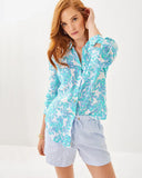 Lilly Pulitzer Women's Sea View Linen Button Down Top - Jacaranda Blue Simply The Zest
