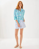 Lilly Pulitzer Women's Sea View Linen Button Down Top - Jacaranda Blue Simply The Zest