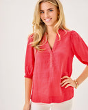Lilly Pulitzer Mialeigh Linen Top - Cane Coral