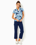 Lilly Pulitzer Women's UPF 50+ Luxletic Frida Polo Top - Low Tide Navy Bouquet All Day