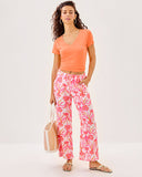 Lilly Pulitzer 27" Brawley Linen Crop Pant - Resort White Lovely Long Stems