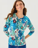 Lilly Pulitzer Salima Sweater - Breezy Aqua Best Fronds Forever
