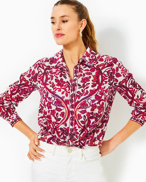 Lilly Pulitzer Women's Bray Button Down Top - Coconut Slice Of