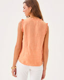 Lilly Pulitzer Kavalla Sleeveless Ruffle Top - Papaya
