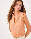 Lilly Pulitzer Kavalla Sleeveless Ruffle Top - Papaya