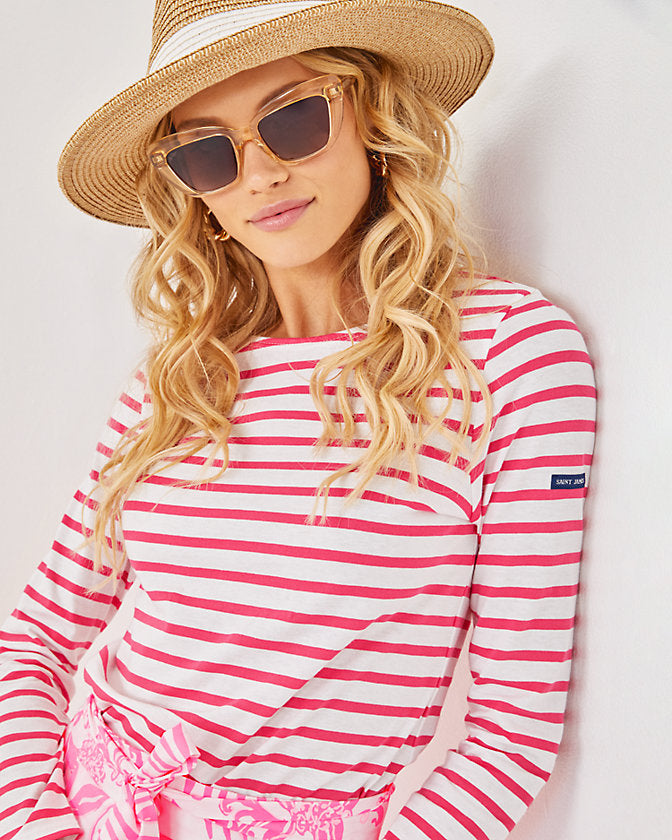 Lilly Pulitzer x Saint James Miniquidame Tee in Rose Soleil Stripes