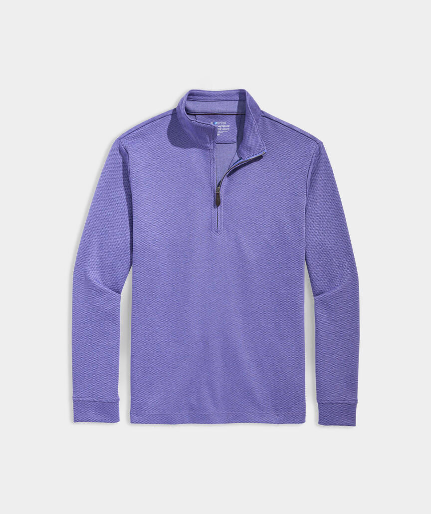 Vineyard Vines Herringbone Bluffs Performance Quarter-Zip - Blue Violet