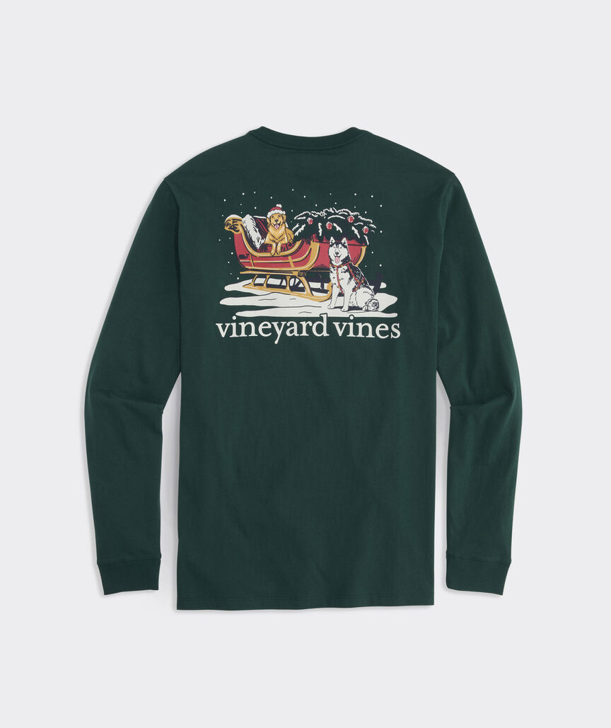Vineyard Vines Men's Sleigh Dogs Long-Sleeve Pocket Tee - Charleston Green