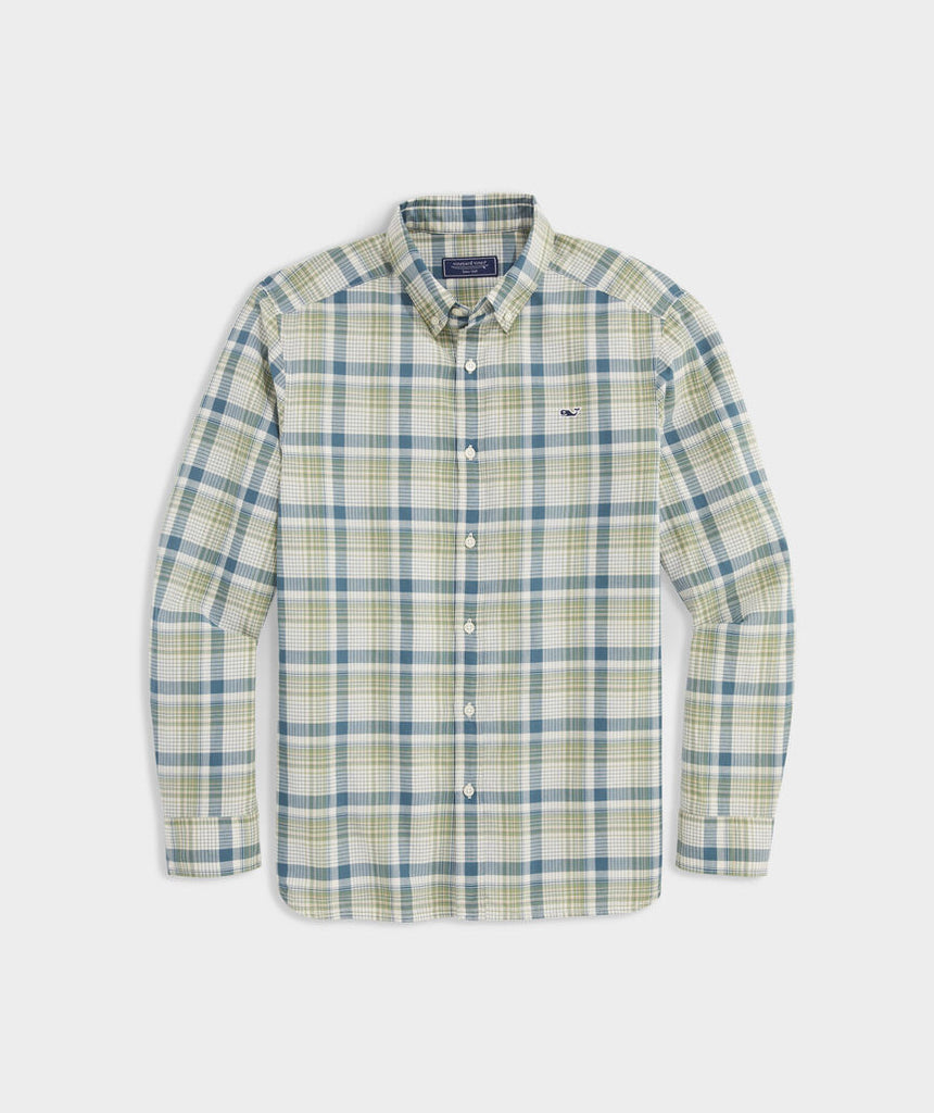 Vineyard Vines Men's Cotton Madras Plaid Shirt - Loden Frost Plaid_34