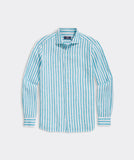 Vineyard Vines Men's Linen Stripe Spread Collar Shirt - Turquoise Fin STP