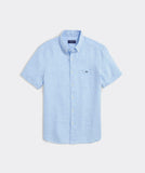 Vineyard Vines Men's Linen Short-Sleeve Solid Shirt - Jake Blue