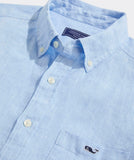 Vineyard Vines Men's Linen Short-Sleeve Solid Shirt - Jake Blue