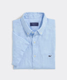 Vineyard Vines Men's Linen Short-Sleeve Solid Shirt - Jake Blue
