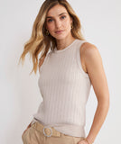 Vineyard Vines Women's Textured Sleeveless Crewneck Sweater - Oatmeal Heather