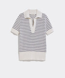 Vineyard Vines Women's Crochet Stitch Short-Sleeve Polo Sweater - Marshmallow
