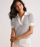 Vineyard Vines Women's Crochet Stitch Short-Sleeve Polo Sweater - Marshmallow