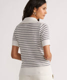 Vineyard Vines Women's Crochet Stitch Short-Sleeve Polo Sweater - Marshmallow