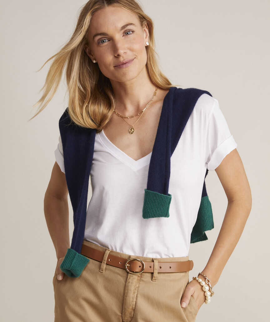 Vineyard Vines Women's Pima Cotton V-Neck Tee - White Cap