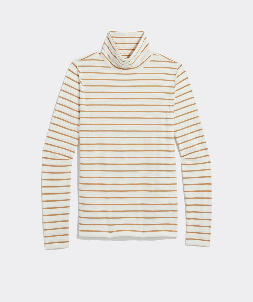 Vineyard Vines Women's Striped Pima Cotton Turtleneck - Marsh/Almond