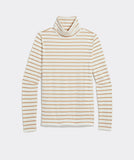 Vineyard Vines Women's Striped Pima Cotton Turtleneck - Marsh/Almond