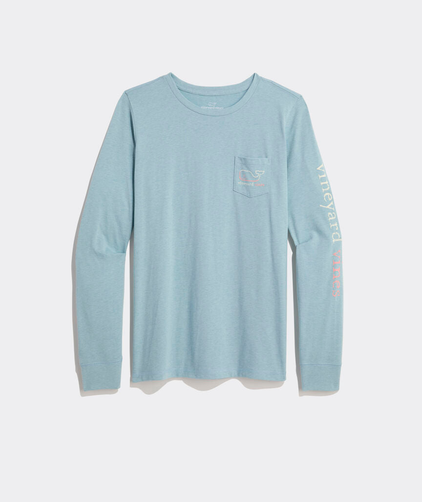 Vineyard Vines Women's Burgee Whale Long-Sleeve Dunes Tee - Seacliff Blue Hth