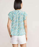Vineyard Vines Women's Double Ruffle-Sleeve Top - Painted Tulips-White