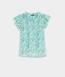 Vineyard Vines Women's Double Ruffle-Sleeve Top - Painted Tulips-White