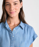 Vineyard Vines Women's Margo Chambray Top - Blue Mirage