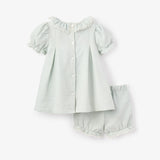 Elegant Baby Bunny Embroidered Dress with Bloomers - Sage Green