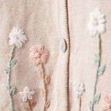 Elegant Baby Taupe Flutter Sleeve Hand-Embroidered Baby Cardigan