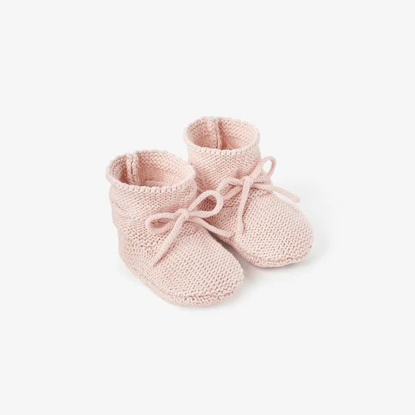 Elegant Baby Pale Pink Garter Knit Baby Booties - Pink