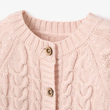 Elegant Baby Pale Pink Horseshoe Cable Knit Baby Cardigan