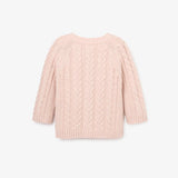 Elegant Baby Pale Pink Horseshoe Cable Knit Baby Cardigan
