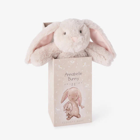 Elegant Baby Annabelle Bunny Snuggler Plush Security Blanket W/ Gift Box - Brown