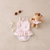 Elegant Baby Pale Pink Seaside Safari Baby Ruffle Swimsuit - Pink