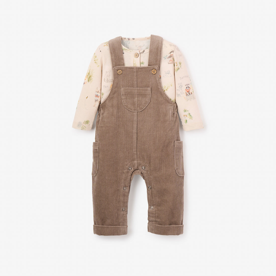Elegant Baby Wildnerness Henley + Corduroy Overall Set