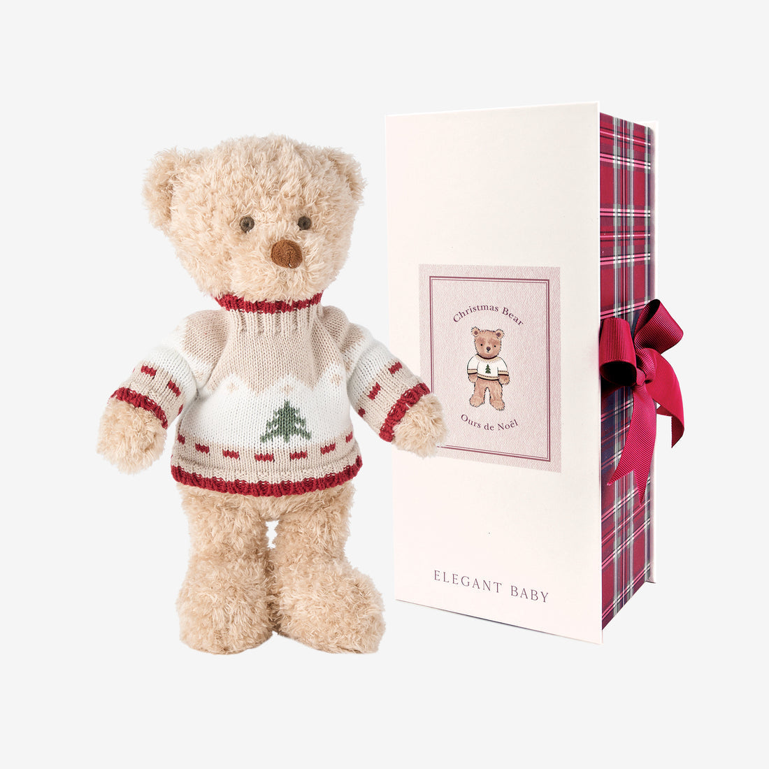 Elegant Baby Christmas Bear with Gift Box