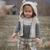 Elegant Baby Charcoal Fairisle Sweater + Plaid Pant Set