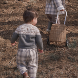 Elegant Baby Charcoal Fairisle Sweater + Plaid Pant Set