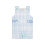 The Beaufort Bonnet Company Infant's Jack Keene Jon Jon - Turks Teal Sewanee Seersucker with Beale Street Blue