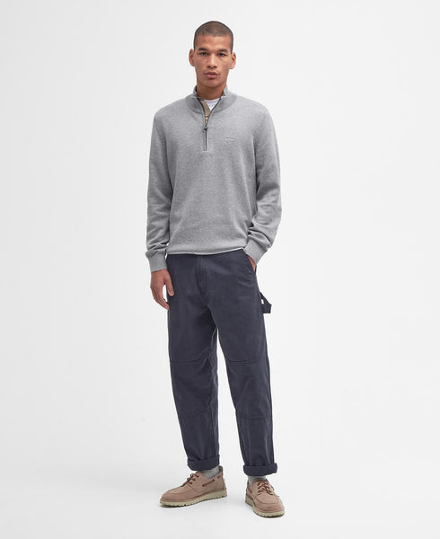 Barbour Men's Cotton Half Zip - Grey Marl | Krizia Martin