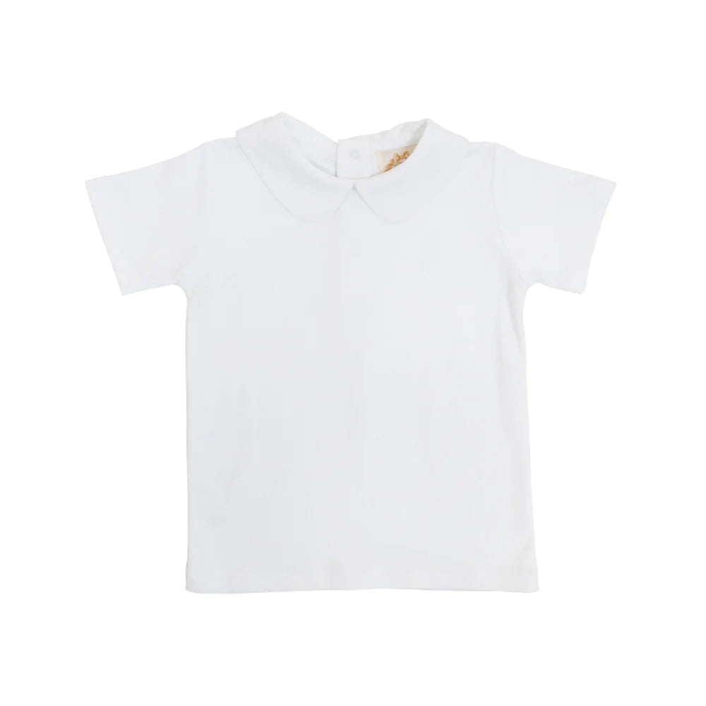 The Beaufort Bonnet Company Infant's Peter Pan Collar Shirt (Short Sleeve Pima) - Worth Avenue White