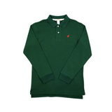 The Beaufort Bonnet Company Boy's Long Sleeve Prim & Proper Polo & Onesie - Grier Green with Richmond Red Stork