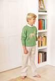 The Beaufort Bonnet Company Unisex Isaac's Intarsia Sweater - Grenada Green With Horse Intarsia