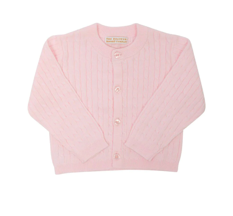 The Beaufort Bonnet Company Cambridge Cable Knit Cardigan - Palm Beach Pink