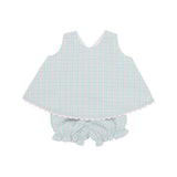 The Beaufort Bonnet Company Infant's Susanne Swing Top Set - Sir Proper's Preppy Plaid With Palm Beach Pink Ric Rac