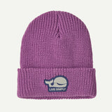 Patagonia Baby Logo Beanie - Live Simply Whale Patch: Brisk Purple