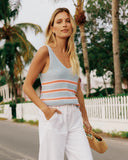 Southern Tide Women's Alli Striped Sweater Tank - Subdued Blue